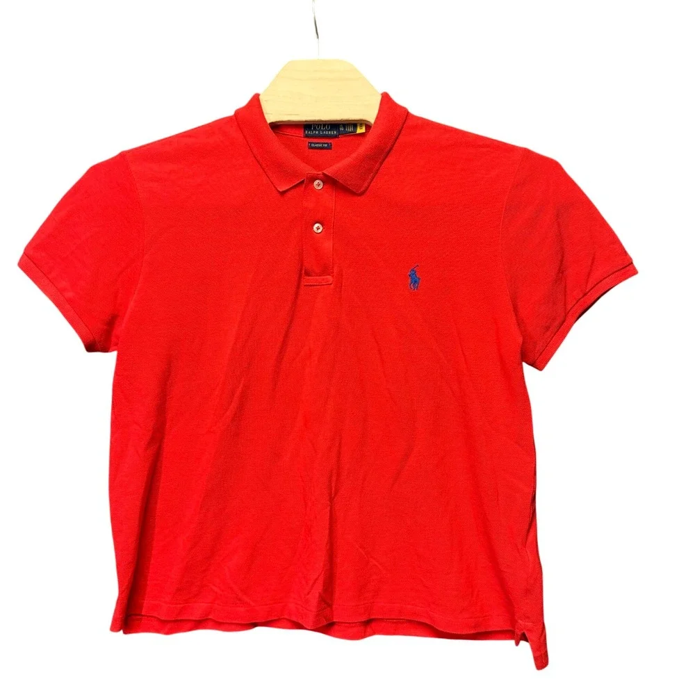 Polo Ralph Lauren Mens XL Classic Fit Red Short Sleeve Pique Polo Shirt Blue